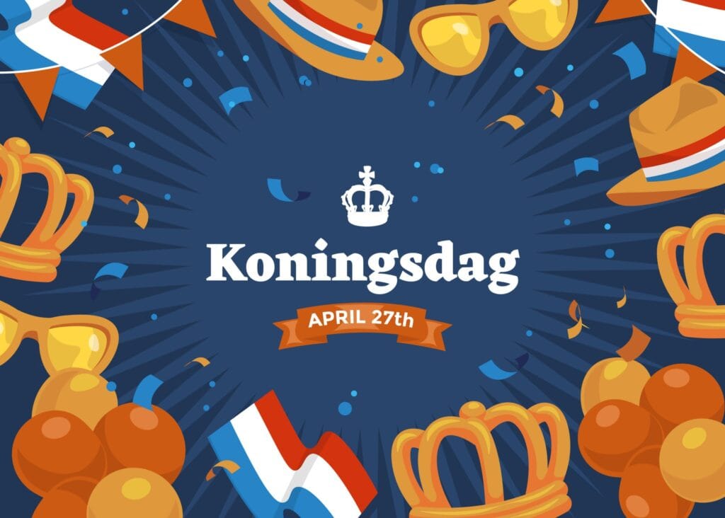 koningsdag illustratie – feestelijke afbeelding voor ondernemers met kraam of foodtruck
