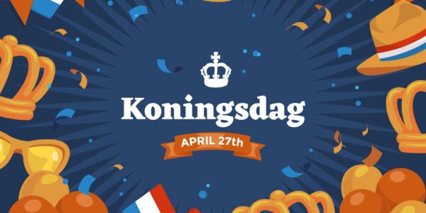 koningsdag illustratie – feestelijke afbeelding voor ondernemers met kraam of foodtruck